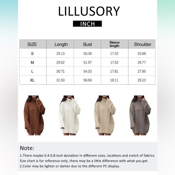🆕 NWOT - LILLUSORY Turtleneck Oversized Knit Pullover Sweater Tunic Dress Small - Picture 5 of 5